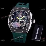 Best RM 62-01 Richard Mille Tourbillon Vibrating Alarm ACJ Green Rubber Band Watch Replica 